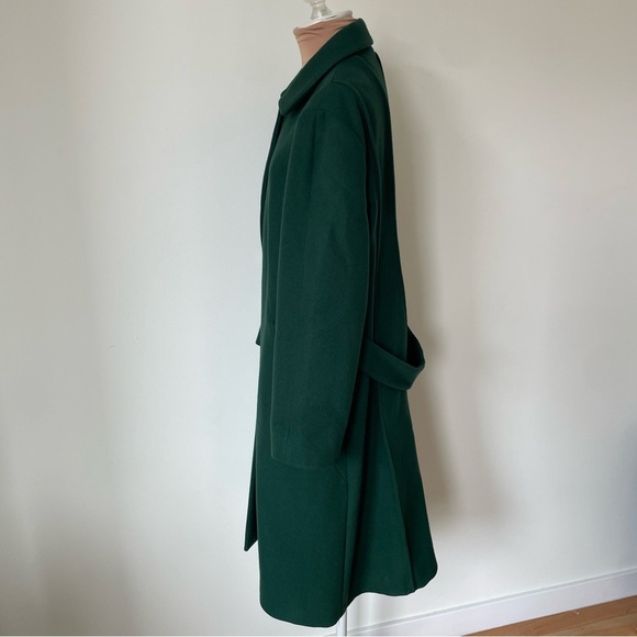Piazza Sempione Green Wool Pointed Collar Pleated Back Long Coat EUC IT 48 US 12 - Picture 5 of 12
